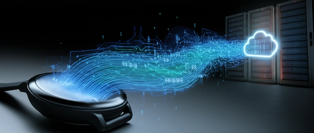 러닝워치를 착용하고 데이터를 확인하는 러너의 모습